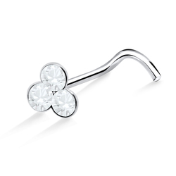 Colorful Stones Silver Curved Nose Stud NSKB-823